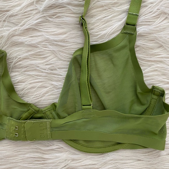 CUUP Grass Green Sheer Mesh V-Neck Lightweight The Plunge Bra 34C RARE - Picture 7 of 11